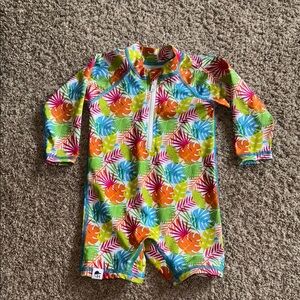 George Hats tropical leaf print long sleeve sun suit size 18-24mo
